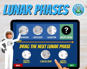 Phases of the Moon Boom Cards | Lunar Cycle Digital Science Activity Distance Learning Assignment | Sun and solar system Teaching Resource