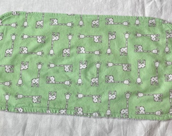 Giraffe flannel burp cloths-green