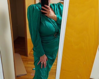 Green silk dress