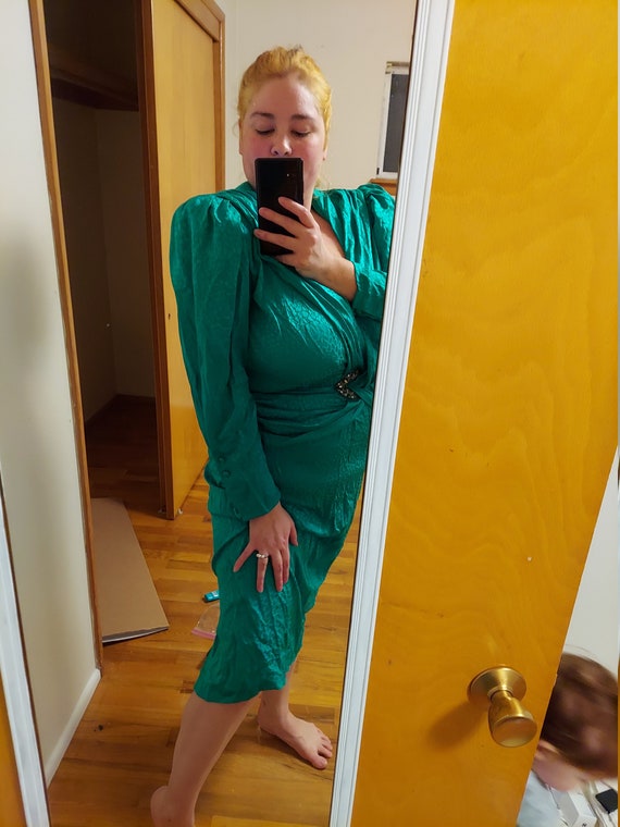 Green silk dress - image 1