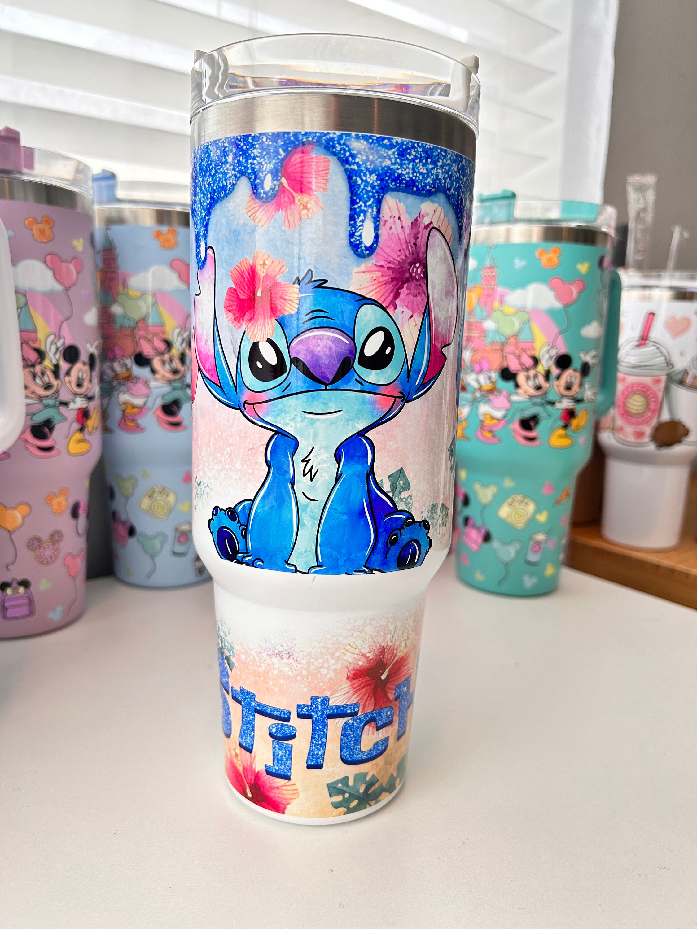 Stich Cup 40 Oz Personalized Lilo And Stitch Disney Stanley Cup Custom Name  Just A Girl Who Loves Stitch Flower Pattern 40Oz Tumbler With Handle And  Straw Lid Gift - Laughinks