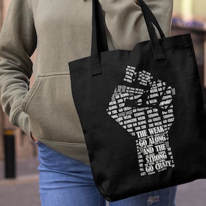 Black Fist Tote Bag-Black Tote Bag-Everyday Tote Bag