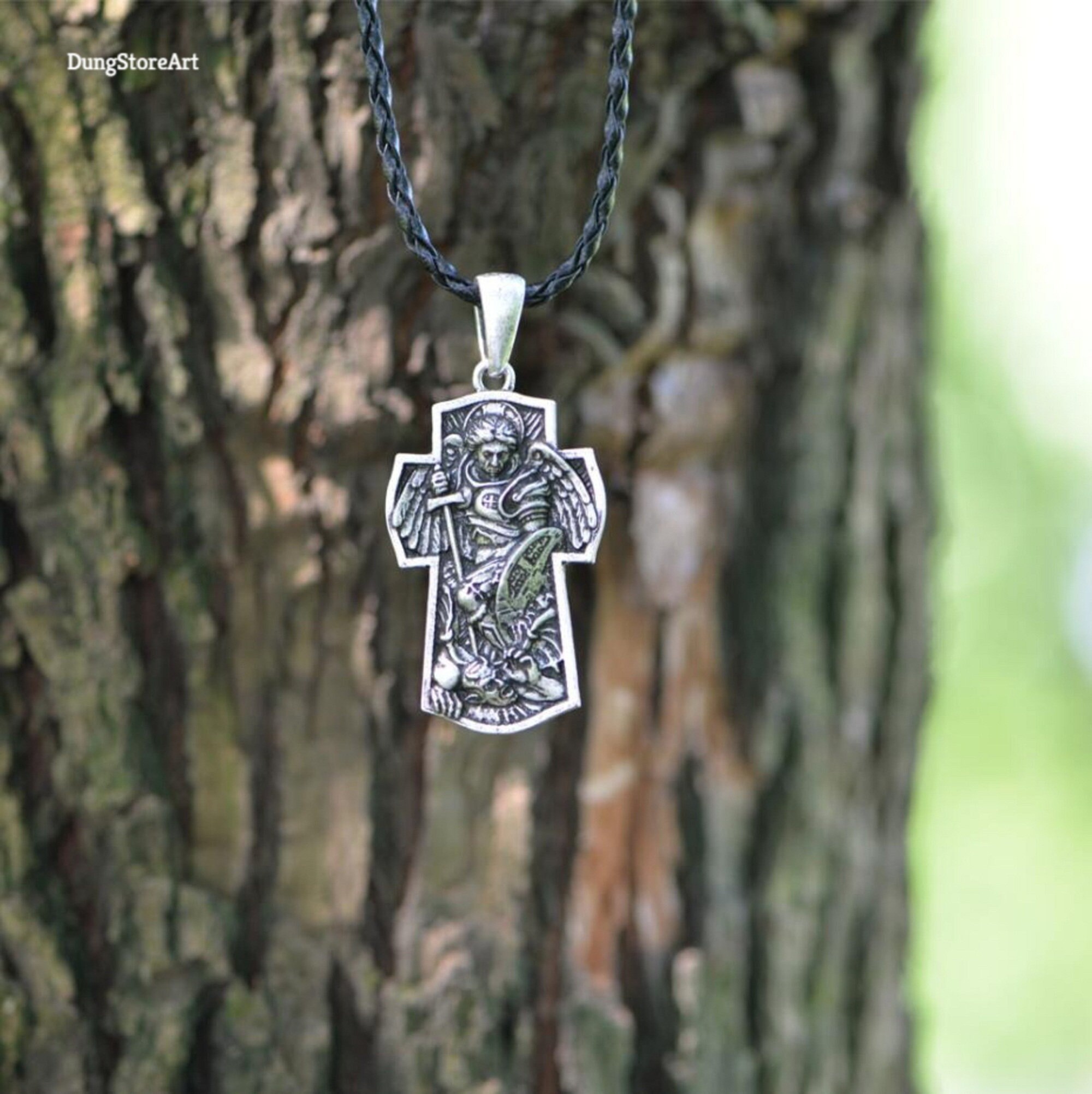 San Miguel Arcángel Medalla Católica Escudo Collar Colgante | Meses Sin Interés