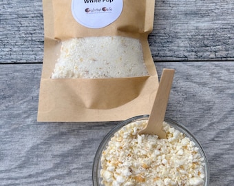 Snow White Pop | Hermit Crab Food Treat Snack Nutrition Favorite Coconut Popcorn Flavorful Tasty Healthy Foraging Healthy Fats Fruit