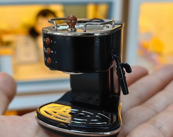 1/6 ミニチュア エスプレッソマシン ドールハウス ジオラマ バービー人形　黄 ミニチュア コーヒーメーカー エスプレッソマシン ドールハウス