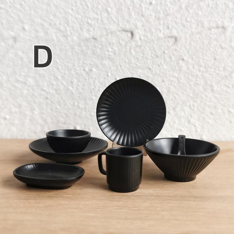 Tableware Mini 7pcs/set Miniature Plate Set Dollhouse Kitchen Dinnerware Set Mini Bowl ...