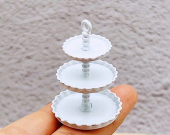 1/12 Soporte de pastel en miniatura Casa de muñecas bandeja de soporte de servicio en miniatura 3 accesorio de casa de muñecas escalonada