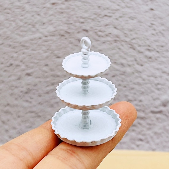 1/12 Miniature cake stand dollhouse miniature serving stand platter 3 tiered dollhouse accessory