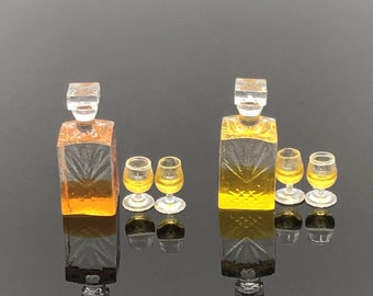 Miniatur Whisky Dekanter Set Weinflaschen Puppenhaus Schnaps alkoholisches Getränk 1/12