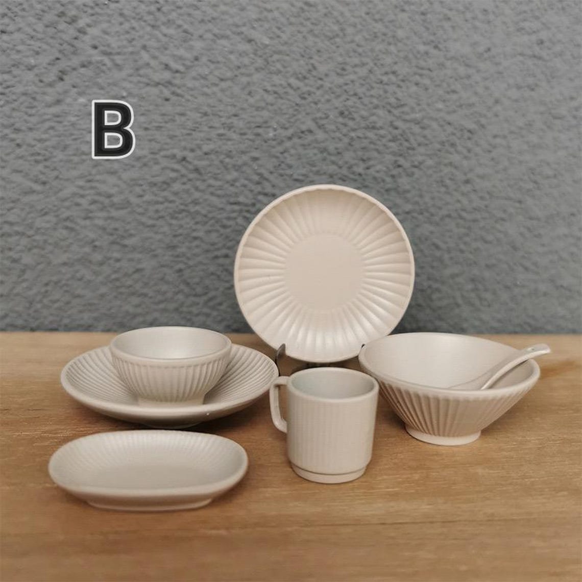 Tableware Mini 7pcs/set Miniature Plate Set Dollhouse Kitchen Dinnerware Set Mini Bowl ...