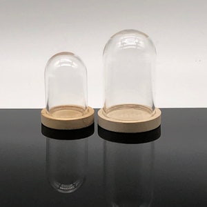 Dollhouse miniature glass dome display on wood base dollhouse decoration display holder
