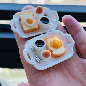 Dollhouse miniature breakfast, Toast and eggs tray food dish 1 12th scale dollhouse decoration accessories