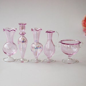 Miniature Glass Vase Candlesticks Glass Dollhouse Glassware Real Glass for dolls house