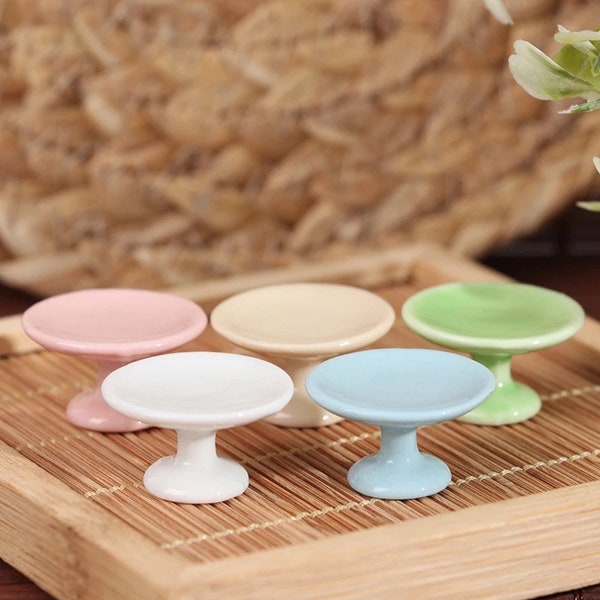 Dollhouse Miniature Cake Stand,Mini Showcase Ceramic,Dollhouse Mini  Ceramics Dessert Pan Cake Stand Fruit Tray