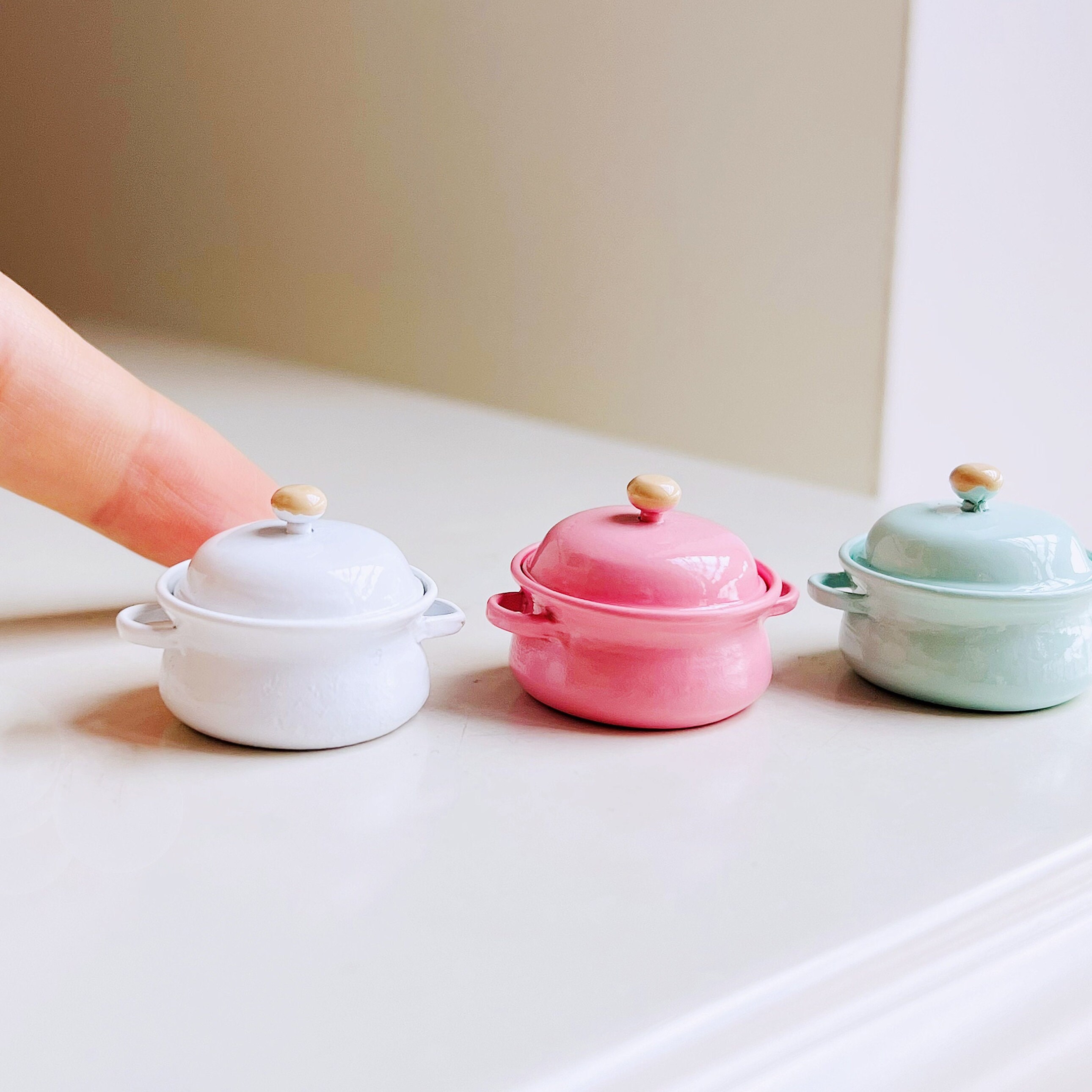 1/12 Miniature cooking pot dollhouse kitchen metal cooking pot