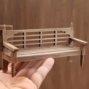 1:12 miniature furniture wooden bench garden bench mini garden seat