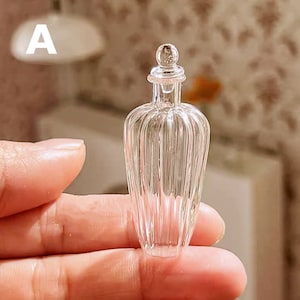 Dollhouse miniature real glass bottle with lid miniature glassware decoration for dollhouse