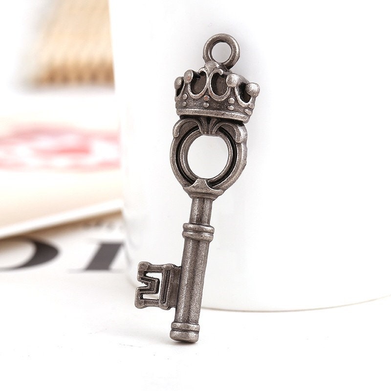 Antique Crown Key Charm Pendant DIY Handmade Vintage Retro Etsy