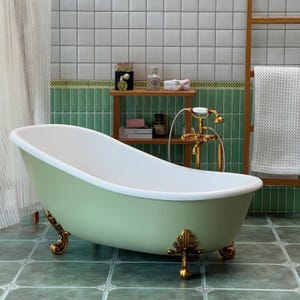 1/6 Miniatur Badewanne für das Puppenhaus Mini Badewanne mit vintage Füßen winzigen Bad Dekor