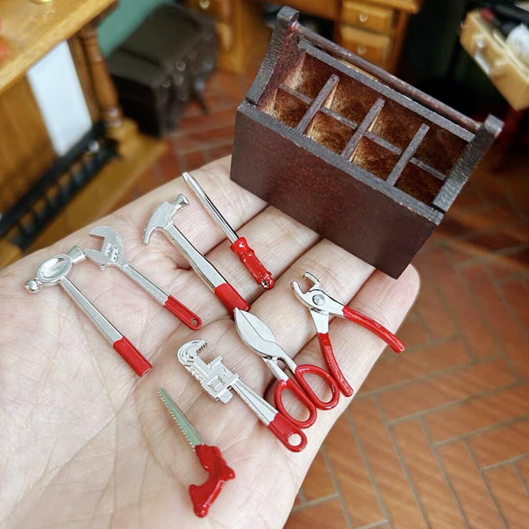 Dollhouse Miniature Tool Set Miniature Wood Tool Box Mini Etsy