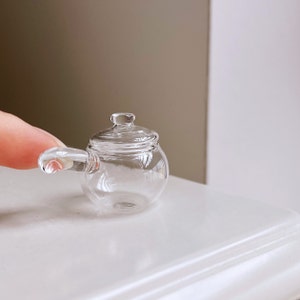 Miniature real glass teapot mini milk pot for dolls house kitchen accessory