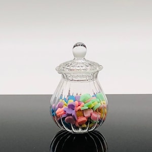 Dollhouse Miniature Glass Storage Jar | Vintage Real Glass Jar With Lid