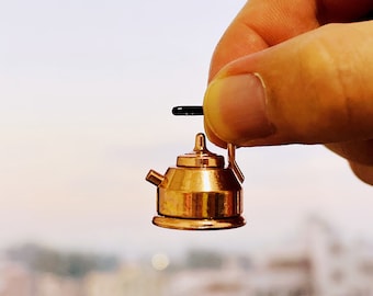 dollhouse miniature traditional kettle metal teapot cooking teapot 1/12 kitchen accessory