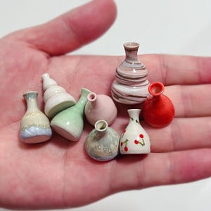 Unique miniature ceramic vase ,unique tiny vases, little glazed ceramic pot, miniature plant pots mini vase