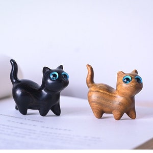 Giocattolo da tavolo regalo speciale creativo con gatti in miniatura intagliati in legno in miniatura per la decorazione