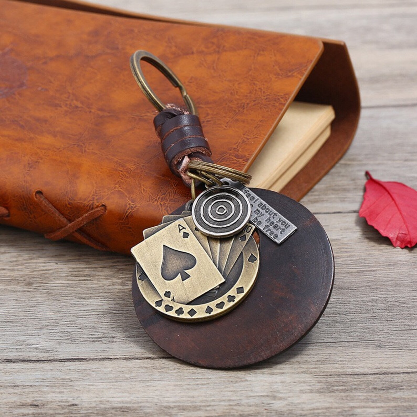 Playing Card Keychain Personalized Handmade Leather Keychain Etsy