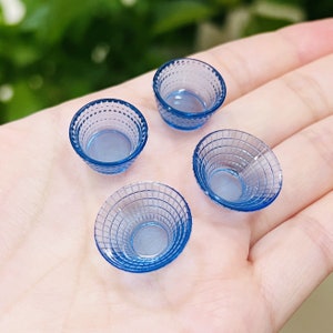 1/12 Casa de muñecas en miniatura Clear Transparent Bowls Set, decoración de cocina, mini plato de frutas para casa de muñecas, accesorios de la casa de muñecas