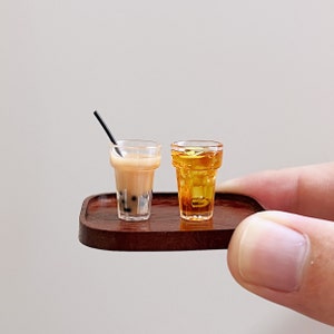 1:12 scale dollhouse miniature bubble tea miniature ice tea with lemon miniature drink