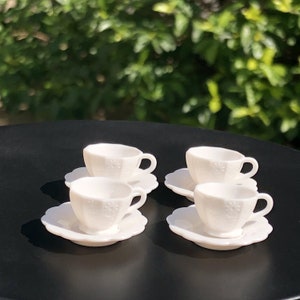 Miniature plates coffee cups set dollhouse teacup and saucer set of 4 dollhouse kitchen decor accessories