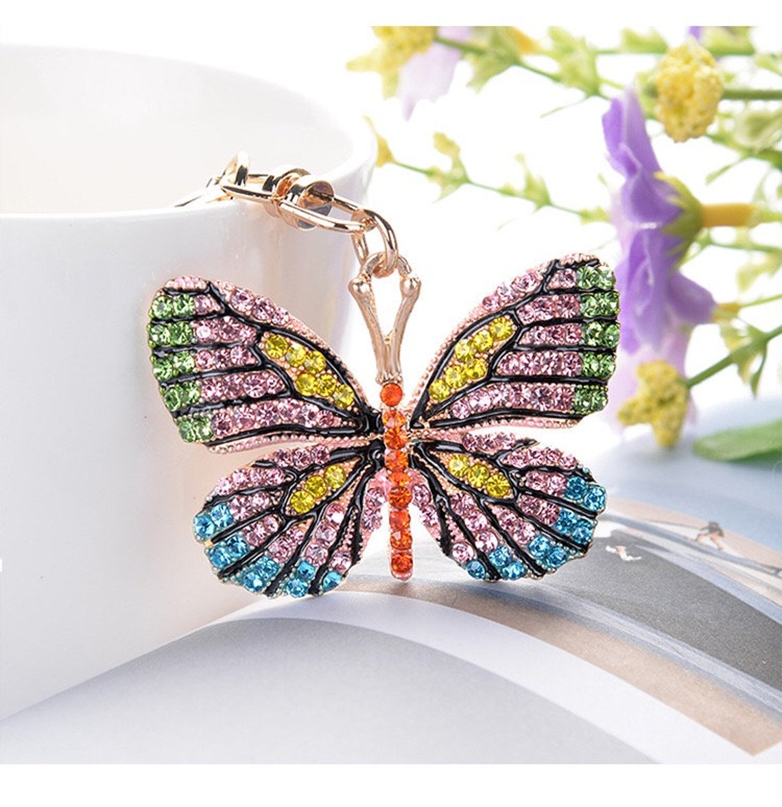 Creative Butterfly Keychains Enamel Rhinestone Crystal Women Etsy
