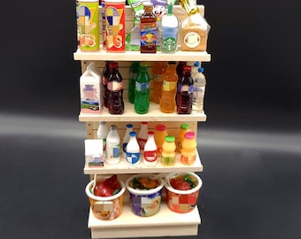 1/12 Scale Dollhouse Furniture Miniature Display Unit Shop Shelves,Unpainted Wood Mini Drink Food Display Stand