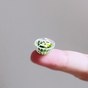 1:12 scale Dollhouse miniature vegetable salad mini clear bowl filled with salad