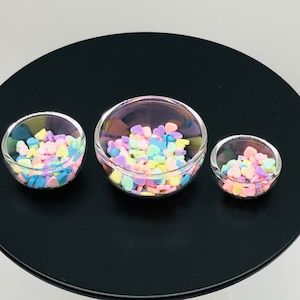 Dollhouse miniature glass candy bowl and fruits bowls miniature ice cream bowls for dollhouse decoration
