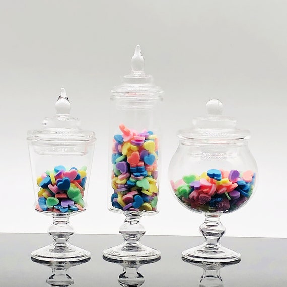Maison de poupée miniature pot à bonbons en verre véritable pots d