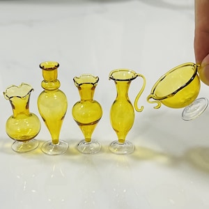 1/6 Scale Dollhouse Miniature Brown Glass Vase Jar Dollhouse Glassware Real Glass for dolls house