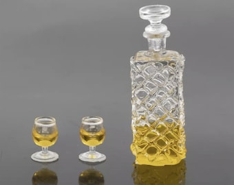 Decantador de botella de whisky en miniatura para casa de muñecas a escala 1/12