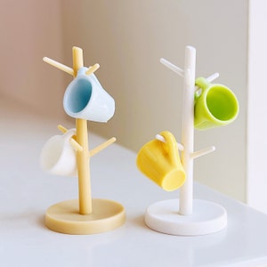 miniature kitchen mug hanging display rack drinkware shelf with 6 hooks dolls