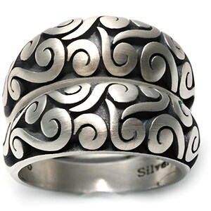 Handcrafted Sterling Silver Korean Double Rings: Enamel Heritage Jewelry