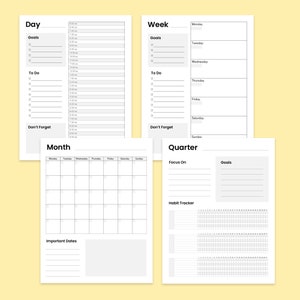 Printable Planner Bundle - Day, Week, Month, and Quarter Planners - Etsy