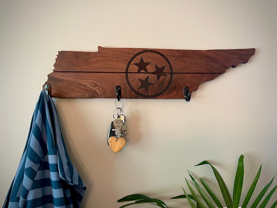 Wall Engraved Rack Tennessee Tri Star Walnut Coat Rack: Engraved Wood Wall Art - Etsy