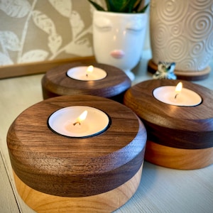 Set of 3 Hardwood Tealight Holders