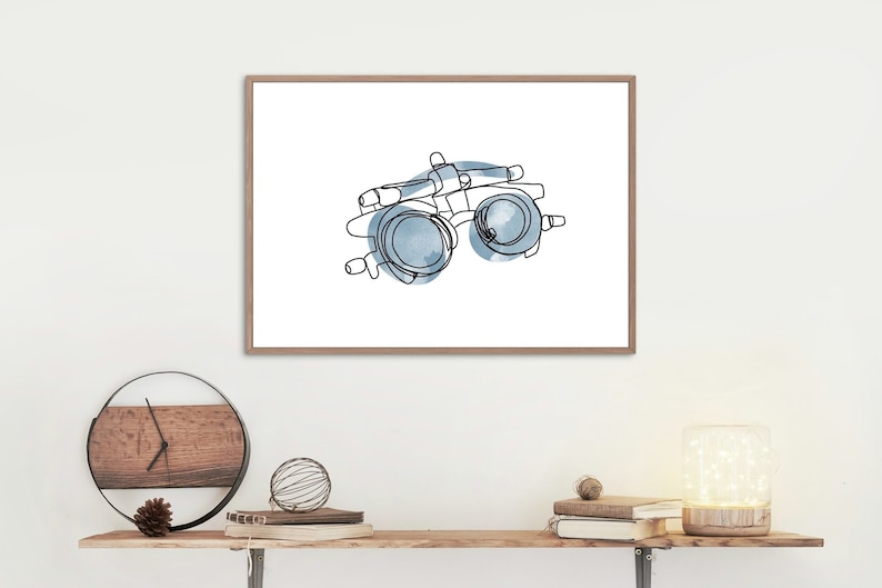 Optometry Line Drawing Optometry Line Art, Trial Frame, Eye Exam, Office Decor, Blue ...