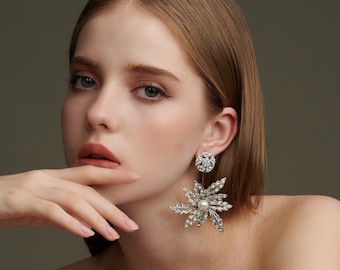 Floral crystal earrings,statement crystal earrings,floral earrings,Floral Wedding Earrings, Floral Bridal Earrings,Wedding Jewelry,Jewelry,