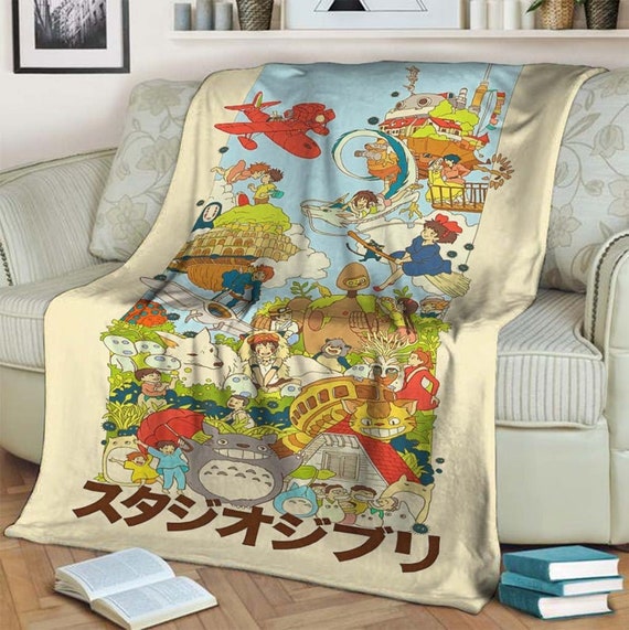Studio Ghibli Blanket Anime Characters Cartoons Japanese Etsy
