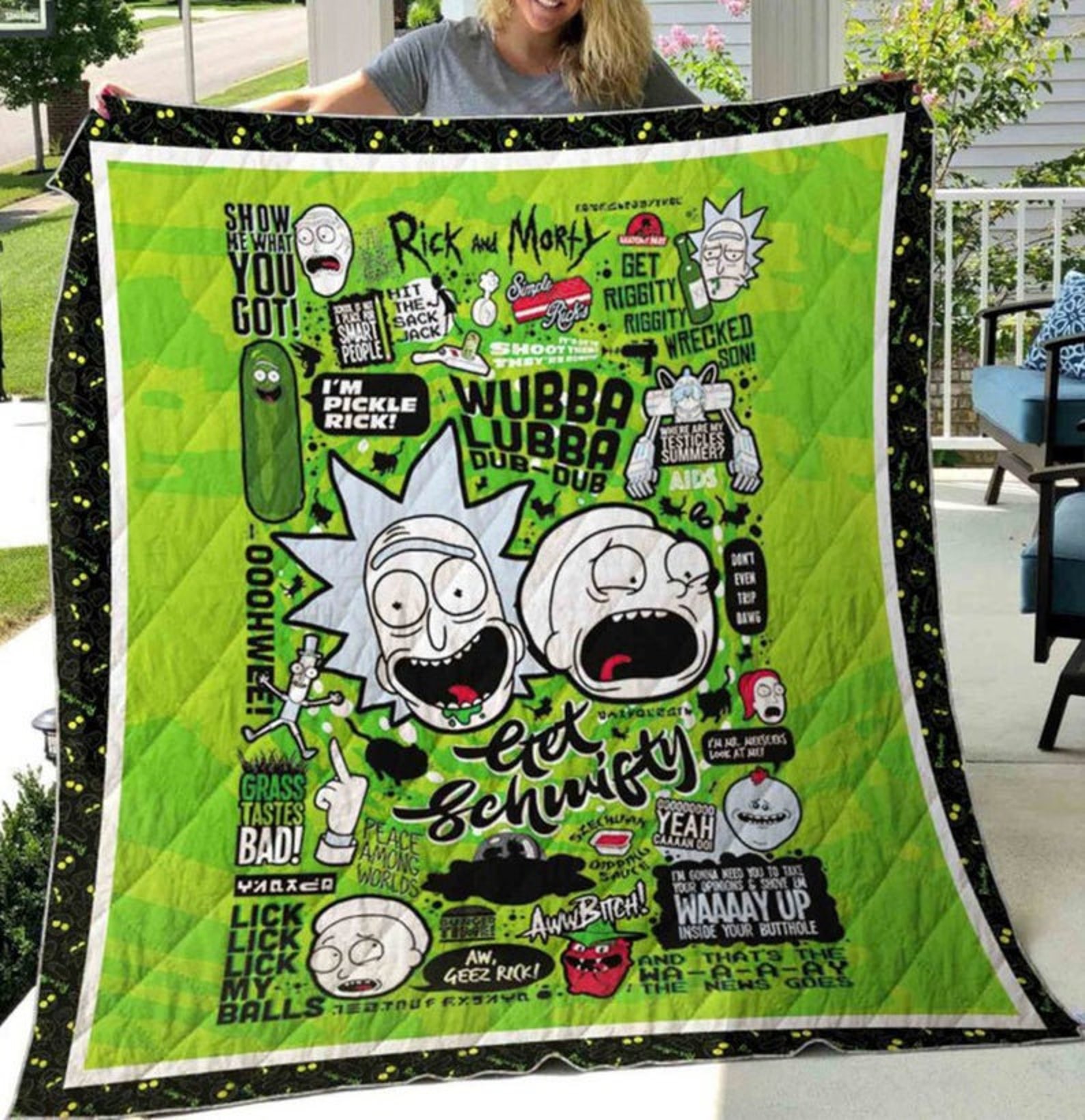 Rick And Morty Blanket Pickle Rick Free Rick Blanket Etsy