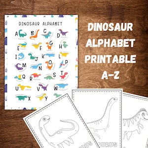 Dinosaurier Alphabet Wandkunst, Dino ABC, Dino Malvorlagen, pädagogisches Werkzeug, Kinderdekor, Klassenzimmer Kunst